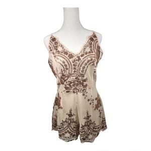 Cocktail or Party Elegant Blush/ Pink Sequin Spaghetti Strap Romper